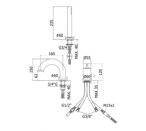 Смеситель на борт ванны Paffoni Light LIG047BO Белый