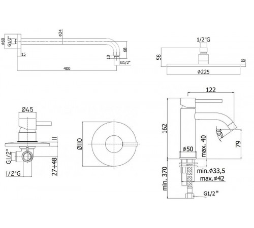 Комплект смесителей Paffoni Light KITLIG011NO071 Черный матовый