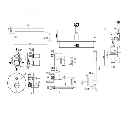 Комплект смесителей Paffoni Light KITZLIG015HG006KING Золото медовое