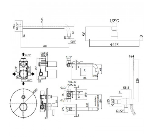 Комплект смесителей Paffoni Light KITLIG015HG006 Золото медовое