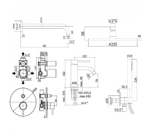 Комплект смесителей Paffoni Light KITLIG015HG071 Золото медовое