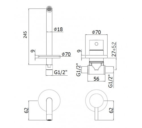 Смеситель для раковины Paffoni Light LIG007NO70 Черный матовый