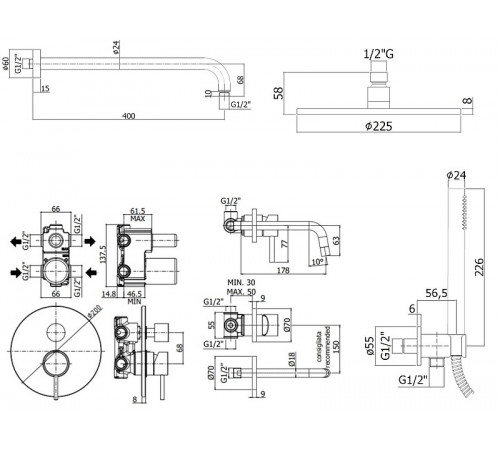 Комплект смесителей Paffoni Light KITLIG018NO006 Черный матовый