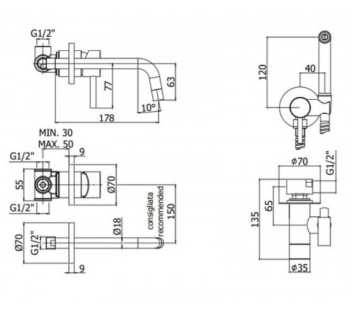 Комплект смесителей Paffoni Light KITZCOL632NO006 Черный матовый