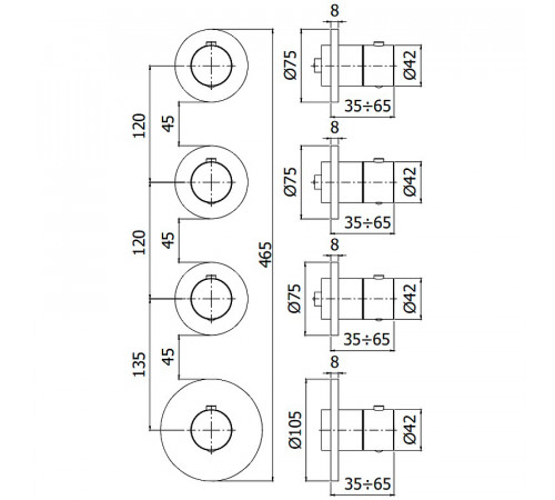 Смеситель для душа Paffoni Modular Box MDE019CR с термостатом Хром