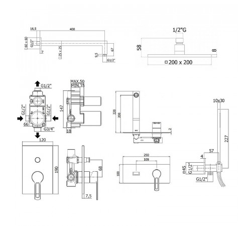 Комплект смесителей Paffoni Ringo KITRIN015NO105 Черный матовый