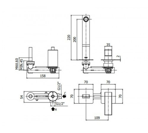 Комплект смесителей Paffoni Elle KITEL015NO105 Черный матовый