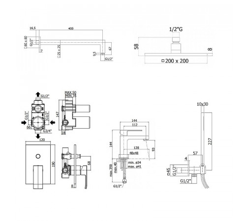 Комплект смесителей Paffoni Elle KITEL015NO071 Черный матовый