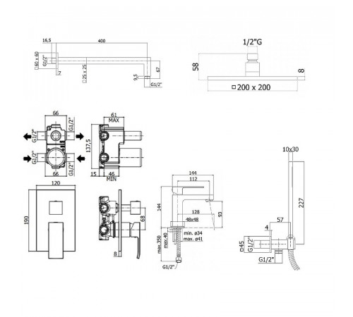 Комплект смесителей Paffoni Elle KITEL018NO071 Черный матовый