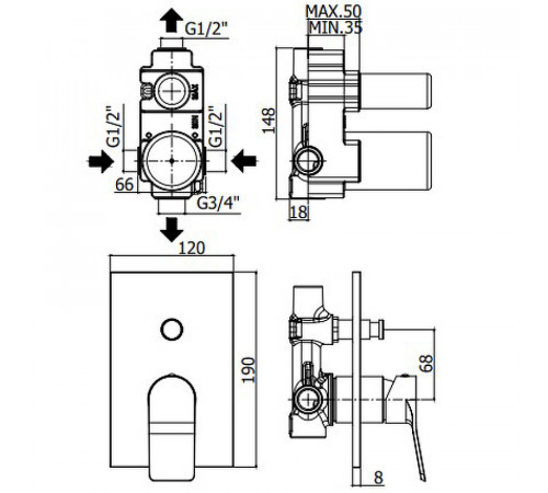 Смеситель для душа Paffoni Tilt TI015BO/M Белый матовый