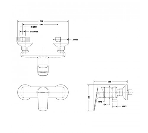 Смеситель для душа Bravat Rhein F9429564CP-01-ENG Хром