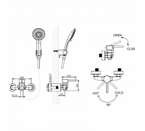 Смеситель для душа Bravat Slim F9332366CP-01-RUS Хром