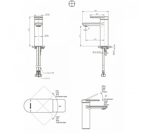 Смеситель для раковины Bravat Eddie F1369402BW-ENG Черный матовый