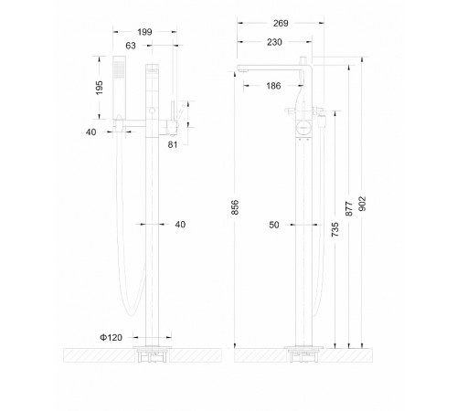 Смеситель для ванны Bravat Arc F66061C-B3-ENG напольный Хром