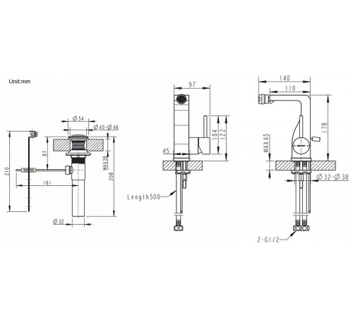 Смеситель для биде Bravat Arc F36061K-ENG Черный матовый