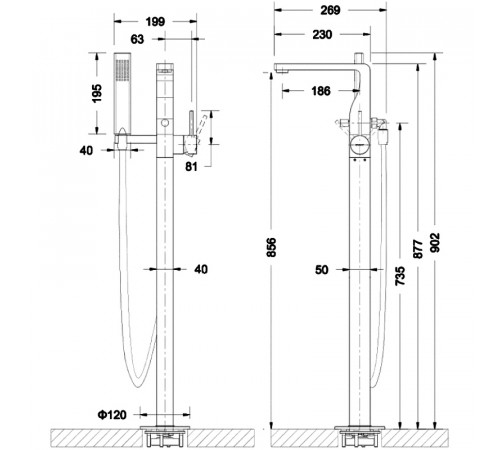 Смеситель для ванны Bravat Arc F66061K-B3-ENG Черный матовый