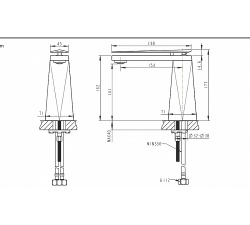 Смеситель для раковины Bravat Diamond F118102G-2-ENG Золото