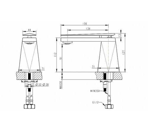 Смеситель для раковины Bravat Diamond F118102G-1-ENG Золото