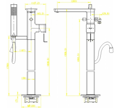 Смеситель для ванны Bravat Phillis F656101C-B3-ENG напольный Хром