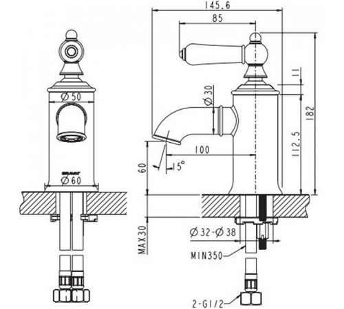 Смеситель для раковины Bravat Art F175109U Бронза