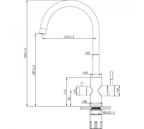 Смеситель для кухни ESKO GR 04 B Черный матовый