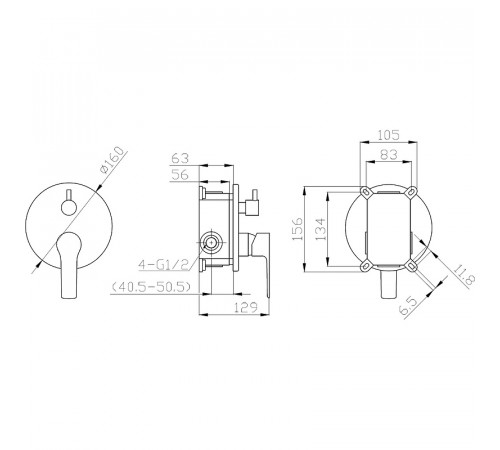 Смеситель для душа ESKO Singapore Black SB 83-2 Черный матовый