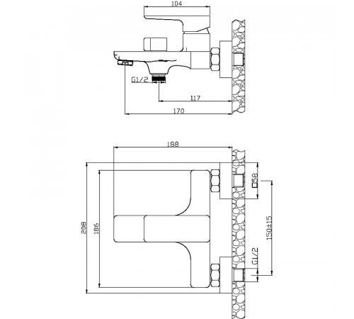 Смеситель для ванны ESKO Berlin BR 54 Хром