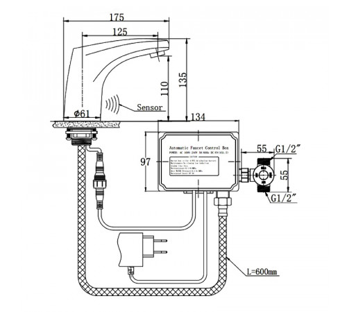 Смеситель для раковины Raiber Sensor RSF88121 Хром