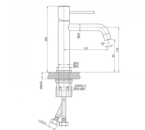 Смеситель для раковины Raiber Graceful RPB-001 Черный матовый