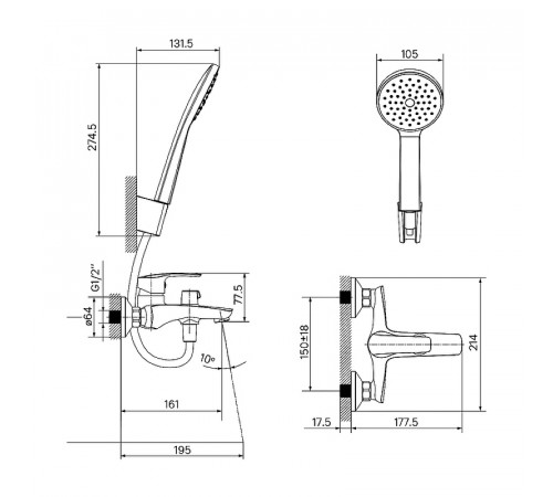 Смеситель для ванны Iddis Ray RAYWT02i02 Белый