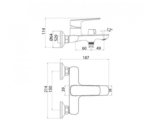 Смеситель для ванны Iddis Sign SIGSB02i02WA Хром