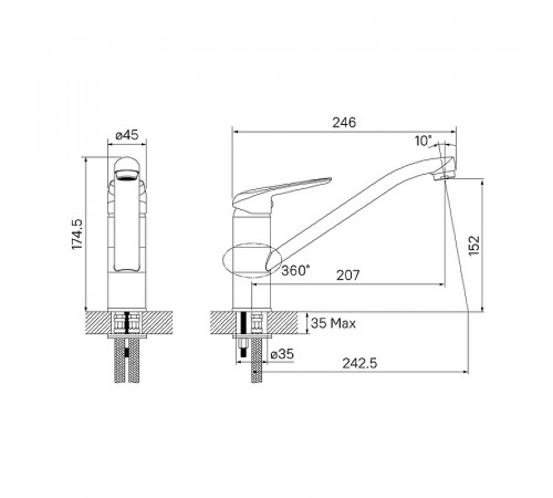 Смеситель для кухни Iddis Male MALWT00i05 Белый матовый