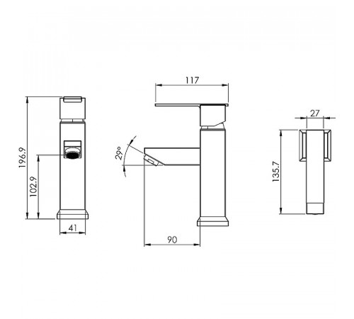 Смеситель для раковины Shouder Sharp 0380204 Хром