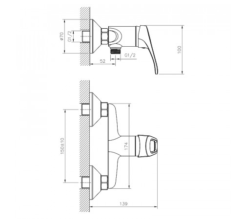 Смеситель для душа Decoroom DR21056 Хром