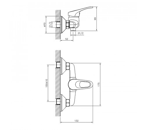 Смеситель для душа Decoroom DR21055 Хром