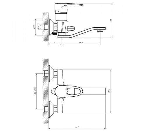 Смеситель для ванны Decoroom DR70044 Хром