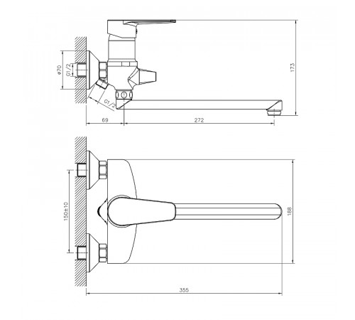 Смеситель для ванны Decoroom DR72043 универсальный Хром