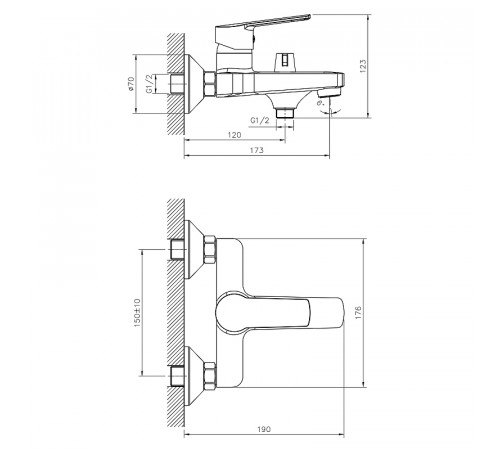 Смеситель для ванны Decoroom DR22036 Хром