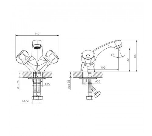 Смеситель для раковины Decoroom DR50011R Хром