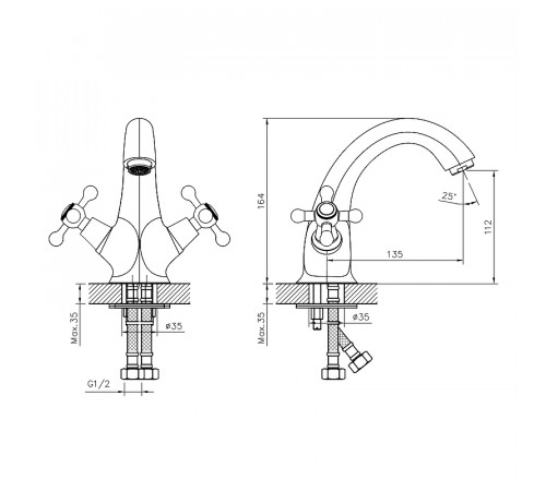 Смеситель для раковины Decoroom DR54011 Хром