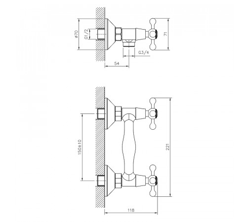 Смеситель для душа Decoroom DR54055 Хром