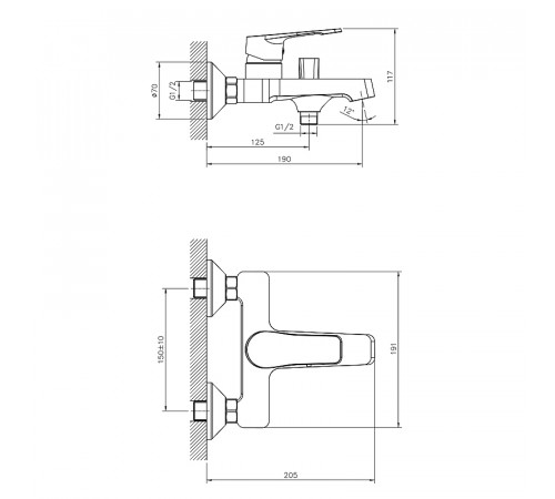 Смеситель для ванны Decoroom DR23036 Хром