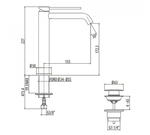 Смеситель для раковины Gattoni Circle Two 9146/91C0 Хром