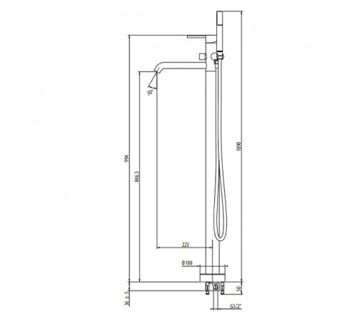 Смеситель для ванны Gattoni Circle Two 9108/91NO Черный матовый