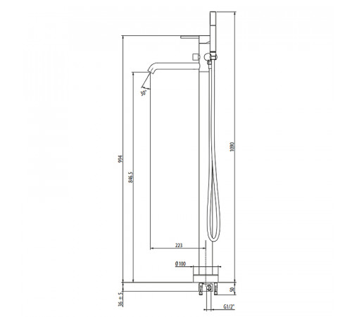 Смеситель для ванны Gattoni Circle Two 9108/91C0 Хром