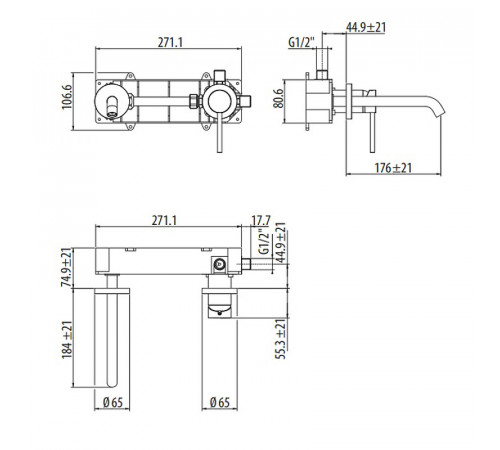 Смеситель для раковины Gattoni Circle Two 9135/91NO Черный матовый