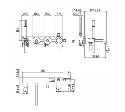 Смеситель для ванны Gattoni Circle Two 9105/91NO Черный матовый