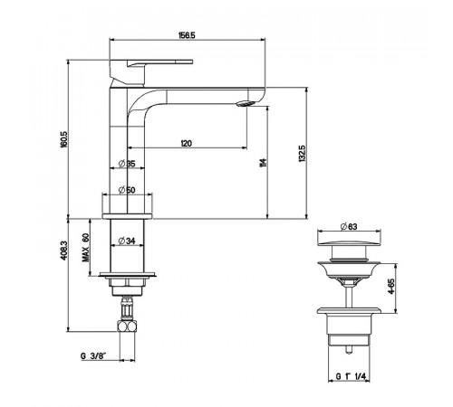 Смеситель для раковины Gattoni H2Omix7000 7004070C0 Хром