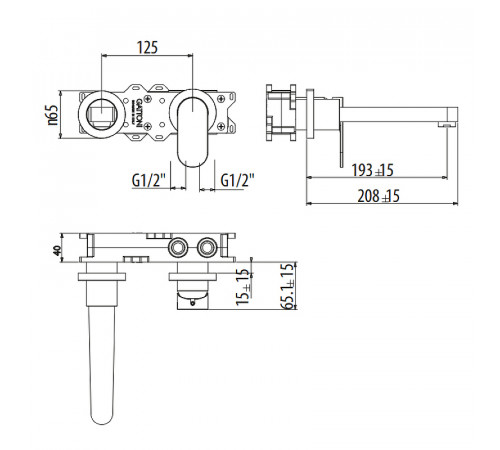 Смеситель для раковины Gattoni H2Omix7000 7003570NO Черный матовый