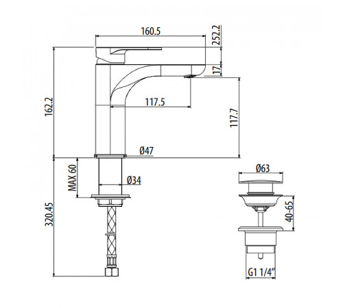 Смеситель для раковины Gattoni H2Omix7000 7004570NO Черный матовый